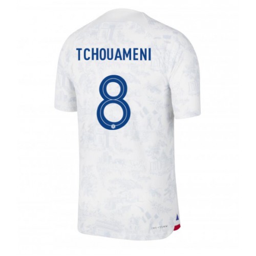 Fotballdrakt Herre Frankrike Aurelien Tchouameni #8 Bortedrakt VM 2022 Kortermet